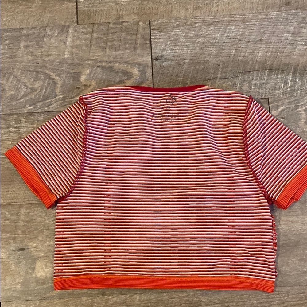 Free People Old School fitted Red & White Striped Crop Top M/L Vintage Inspired - Picture 3 of 10